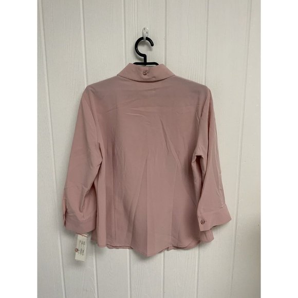 Kathy Cho Women's Long Sleeve Light Pink Stretch Button Up Blouse Size 10 - Picture 8 of 8